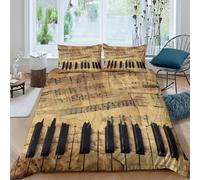 OTBSDNKZZ Musical notesSet Di Copripiumino ultra microfibra 3 Pezzi stampa 3D con cerniera Vintage sheet music style copripiumino con federe soffice ultra morbido for ragazze Double（200x200cm）