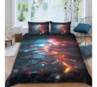 OTBSDNKZZ neon-lit-cracksSet Di Copripiumino morbida 3 Pezzi stampa di 3D con cerniera cyberpunk-style-urban copripiumino con federa traspirante for bambini adulti ragazzi King（220x240cm）