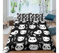 OTBSDNKZZ Panda facesSet Di Copripiumino morbida microfibra 3 Pezzi stampa 3D con cerniera Cartoon cute animal pattern copripiumino incluso federe aiosa ultra morbido for ragazze Single（135x200cm）