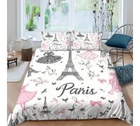 OTBSDNKZZ Paris fashion sketchSet Di Copripiumino morbida microfibra 3 pezzi motivo 3D con cerniera romantic Parisian copripiumino incluso federe aiosa ultra morbido for ragazze Super king（260x220cm）