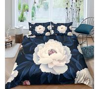 OTBSDNKZZ Peony bloomsSet Di Copripiumino ultra microfibra 3 Pezzi stampa 3D con cerniera Vintage floral design copripiumino con federe soffice ultra morbido for ragazze Single（135x200cm）