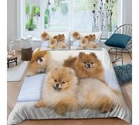 OTBSDNKZZ Pomeranian dogsSet Di Copripiumino morbida 3 pezzi motivo 3D con cerniera Cute fluffy pets style copripiumino con federa traspirante for bambini adulti ragazzi King（220x240cm）