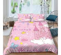 OTBSDNKZZ Princess castleSet Di Copripiumino morbida 3 Pezzi stampa di 3D cerniera nascosta Cartoon fairy tale style copripiumino con federa soffice for bambini adulti ragazzi King（220x240cm）