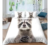 OTBSDNKZZ Raccoon cuteSet Di Copripiumino microfibra morbida 3 Pezzi stampa 3D con cerniera Wild animal style copripiumino con federe soffice ultra morbido for ragazze King（220x240cm）