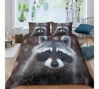 OTBSDNKZZ Raccoon face closeupSet Di Copripiumino microfibra morbida 3 Pezzi stampa 3D con cerniera Wild Animal portr copripiumino con federe soffice ultra morbido for ragazze Double（200x200cm）