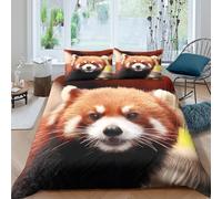 OTBSDNKZZ Red panda faceSet Di Copripiumino ultra microfibra 3 pezzi motivo 3D con cerniera wild animal portrait copripiumino con federe traspirante ultra morbido for ragazze King（220x240cm）
