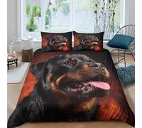 OTBSDNKZZ Rottweiler dogcopripiumino microfibra 3 pezzi motivo 3D con cerniera Portrait style pet image Set Di Copripiumino con federe traspirante morbida for ragazzi Double（200x200cm）
