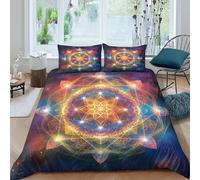 OTBSDNKZZ Sacred geometrySet Di Copripiumino microfibra 3 pezzi motivo 3D con cerniera Cosmic spiritual design copripiumino con federe soffice ultra morbido for coppie King（220x240cm）