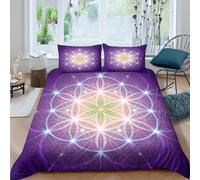 OTBSDNKZZ Sacred geometrySet Di Copripiumino morbida 3 pezzi motivo 3D con cerniera spiritual cosmic design copripiumino con federa soffice for bambini adulti ragazzi Single（135x200cm）