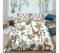 OTBSDNKZZ Safari animalsSet Di Copripiumino microfibra morbida 3 Pezzi stampa 3D con cerniera Tropical jungle design copripiumino incluso federe aiosa ultra morbido for coppie King（220x240cm）