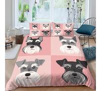 OTBSDNKZZ Schnauzer Dog portraitsSet Di Copripiumino ultra microfibra 3 Pezzi stampa 3D con cerniera vector illust copripiumino con federe traspirante ultra morbido for ragazze Double（200x200cm）