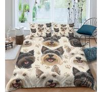 OTBSDNKZZ Schnauzer Dog portraitsSet Di Copripiumino ultra microfibra 3 Pezzi stampa 3D con cerniera cartoon illust copripiumino con federe soffice ultra morbido for ragazze Single（135x200cm）