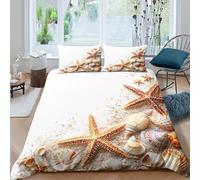 OTBSDNKZZ sea shellsSet Di Copripiumino ultra microfibra 3 pezzi motivo 3D con cerniera beach decor style copripiumino con federa traspirante ultra morbido e traspirante for bambini Double（200x200cm）