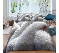 OTBSDNKZZ soft-fur-textureSet Di Copripiumino microfibra morbida 3 pezzi motivo 3D cerniera nascosta cozy-home-decor copripiumino con federe traspirante ultra morbido for ragazze Double（200x200cm）