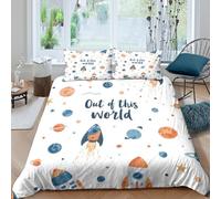 OTBSDNKZZ Space rocketsSet Di Copripiumino morbida 3 pezzi motivo 3D cerniera nascosta Cartoon kids design_ copripiumino con federa soffice for bambini adulti ragazzi Single（140x200cm）