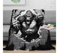 OTBSDNKZZ stampa 3D angry gorilla plaid da divano microfibra biancheria da letto morbido coperta da divano anti-pilling per uffici open space giovanili black bianco comic 60x80inch(150x200cm)