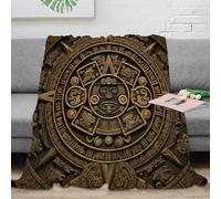 OTBSDNKZZ stampa 3D Aztec calendar coperta in pile microfibra biancheria da letto non perde pelo coperta da letto calda per giovani in camera da letto Ancient Mesoamerican arte 80×90inch(200x230cm)