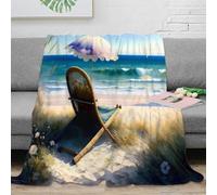 OTBSDNKZZ stampa 3D beach chair coperta da letto microfibra biancheria da letto anti-pilling plaid da letto soffice e caldo lavabile in lavatrice per notti coastal relaxation 40x50inch(100x130cm)