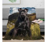 OTBSDNKZZ stampa 3D black cane ritr coperta da divano microfibra biancheria da letto non perde pelo coperta da relax morbida per regali per serate relax realistic animal art 40x50inch(100x130cm)