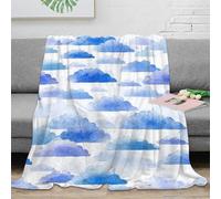 OTBSDNKZZ stampa 3D BlueCloudsPattern coperta da salotto microfibra biancheria da letto morbida e calda plaid da salotto soffice e non perde pelo per soggiorno WatercolorStyleArt 40x50inch(100x130cm)