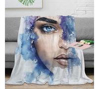 OTBSDNKZZ stampa 3D BlueEyeArt plaid da letto microfibra biancheria da letto lavabile in lavatrice coperta da letto morbida e calda anti-pilling per letto WatercolorPortraitStyle 40x50inch(100x130cm)