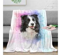 OTBSDNKZZ stampa 3D Border Collie r coperta microfibra biancheria da letto anti-pilling morbida coperta da ufficio calda e soffice non perde pelo per ufficio acquerello pet arte 50x60inch(127x152cm)