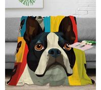 OTBSDNKZZ stampa 3D Boston Terrier coperta microfibra biancheria da letto non perde pelo coperta da camera da letto calda per regali di anniversario artistico Pop 70×80inch(180x200cm)