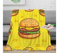 OTBSDNKZZ stampa 3D burger design coperta da pisolino microfibra biancheria da letto non perde pelo plaid da pisolino caldo per regali per chi ama riposare cartone animato food 70×80inch(180x200cm)