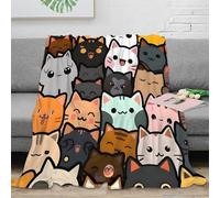 OTBSDNKZZ stampa 3D Carino cat face coperta per tutte le stagioni microfibra biancheria da letto versatile coperta in pile morbida per studenti fuori sede cartoon animal colle 80×90inch(200x230cm)