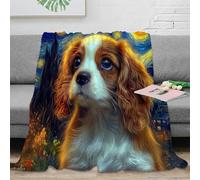 OTBSDNKZZ stampa 3D Cavalier cucciolo coperta per tutte le stagioni microfibra biancheria da letto versatile coperta in pile morbida per regali di Natale Starry night 50x60inch(127x152cm)