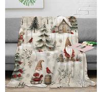 OTBSDNKZZ stampa 3D ChristmasGnomes plaid da salotto microfibra biancheria da letto soffice e caldo coperta da camera da letto lavabile in lavatrice per camera FolkArtStyleWinter 80×90inch(200x230cm)