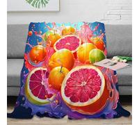 OTBSDNKZZ stampa 3D Citrus fruits coperta da ufficio microfibra biancheria da letto lavabile plaid da ufficio morbido e caldo non perde pelo per lavoro Vibrant splash arte 50x60inch(127x152cm)