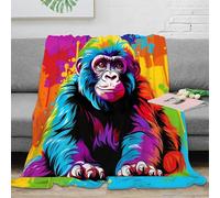 OTBSDNKZZ stampa 3D colorful gorilla coperta microfibra biancheria da letto elegante e morbida plaid pregiato anti-pilling per regali di alta gamma vibrante pop arte 50x60inch(127x152cm)
