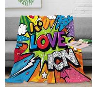 OTBSDNKZZ stampa 3D Comic Love Design coperta da pisolino microfibra biancheria da letto non perde pelo plaid da pisolino caldo per regali per chi ama riposare Pop arte Graphic 40x50inch(100x130cm)