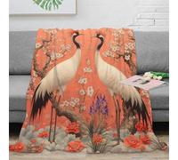 OTBSDNKZZ stampa 3D crane birds coperta da pisolino microfibra biancheria da letto non perde pelo plaid da pisolino caldo per regali per chi ama riposare oriental floreale arte 50x60inch(127x152cm)