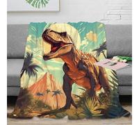 OTBSDNKZZ stampa 3D Dinosaur arte coperta termica microfibra biancheria da letto lavabile plaid termico anti-pilling per giovani in inverno rigido prehistoric jungle 60x80inch(150x200cm)