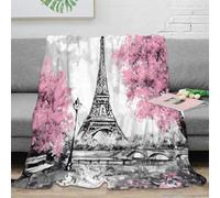 OTBSDNKZZ stampa 3D Eiffel Tower coperta termica microfibra biancheria da letto traspirante coperta termica anti-pilling per giovani in freddo Paris spring scena 80×90inch(200x230cm)