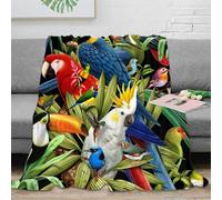 OTBSDNKZZ stampa 3D Exotic birds coperta in pile microfibra biancheria da letto morbida e calda plaid in pile non perde pelo per giovani amanti del comfort Tropical jungle arte 50x60inch(127x152cm)