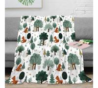 OTBSDNKZZ stampa 3D Forest animals coperta per tutte le stagioni microfibra biancheria da letto versatile coperta in pile morbida per studenti fuori sede cartoon woodland scena 60x80inch(150x200cm)