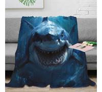 OTBSDNKZZ stampa 3D GreatSharkAttack coperta microfibra biancheria da letto compatta e morbida coperta da viaggio leggera per regali per amici viaggiatori MarineArtStyle 40x50inch(100x130cm)