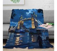 OTBSDNKZZ stampa 3D London bridge n coperta microfibra biancheria da letto non perde pelo coperta da camera da letto calda per studenti in dormitorio cityscape illuminate 60x80inch(150x200cm)