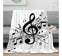 OTBSDNKZZ stampa 3D music notes coperta da letto biancheria da letto trattiene il calore coperta da divano lavabile in lavatrice per tutta la famiglia black and bianco artistic 60x80inch(150x200cm)