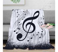 OTBSDNKZZ stampa 3D music notes coperta da viaggio microfibra biancheria da letto compatta coperta da viaggio morbida per giovani in vacanza black and bianco artistic 70×80inch(180x200cm)