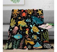 OTBSDNKZZ stampa 3D Ocean creatures coperta da letto microfibra biancheria da letto traspirante plaid da letto anti-pilling per giovani in camera condivisa cartone animato marine 40x50inch(100x130cm)