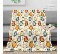 OTBSDNKZZ stampa 3D Owls on branches coperta da camera da letto microfibra biancheria da letto lavabile coperta da letto anti-pilling per residenze universitarie Colorful autumn 80×90inch(200x230cm)
