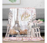 OTBSDNKZZ stampa 3D Paris Eiffel Tower coperta per aria condizionata microfibra biancheria da letto anti-pilling plaid per estate morbido per studenti in estate Watercolor arte 70×80inch(180x200cm)