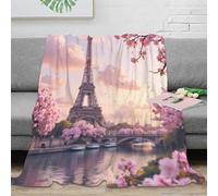 OTBSDNKZZ stampa 3D Paris skyline coperta da viaggio microfibra biancheria da letto elegante plaid da viaggio compatto per regali di viaggio Romantic spring scenery 60x80inch(150x200cm)