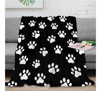 OTBSDNKZZ stampa 3D Pet paw prints coperta da letto microfibra biancheria da letto soffice coperta da divano lavabile in lavatrice per giovani in affitto Black and bianco pattern 70×80inch(180x200cm)