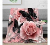OTBSDNKZZ stampa 3D Pink roses coperta da ufficio microfibra biancheria da letto leggera coperta da riposo calda per giovani lavoratori dipendenti Elegant floreale design 70×80inch(180x200cm)