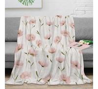 OTBSDNKZZ stampa 3D PinkFlowerPattern coperta da ufficio microfibra biancheria da letto non perde pelo coperta da riposo calda per regali per professionisti BotanicalWallArt 40x50inch(100x130cm)